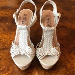 NWOT tan and cork wedge sandals